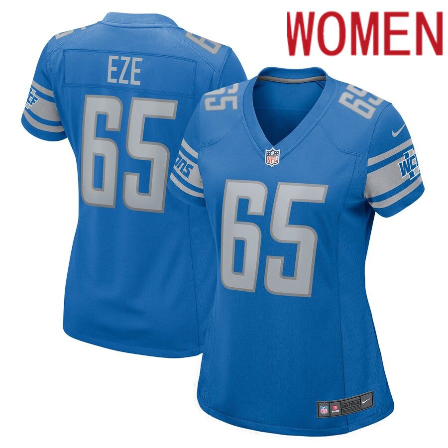 Women Detroit Lions #65 Obinna Eze Nike Blue Player Game NFL Jersey